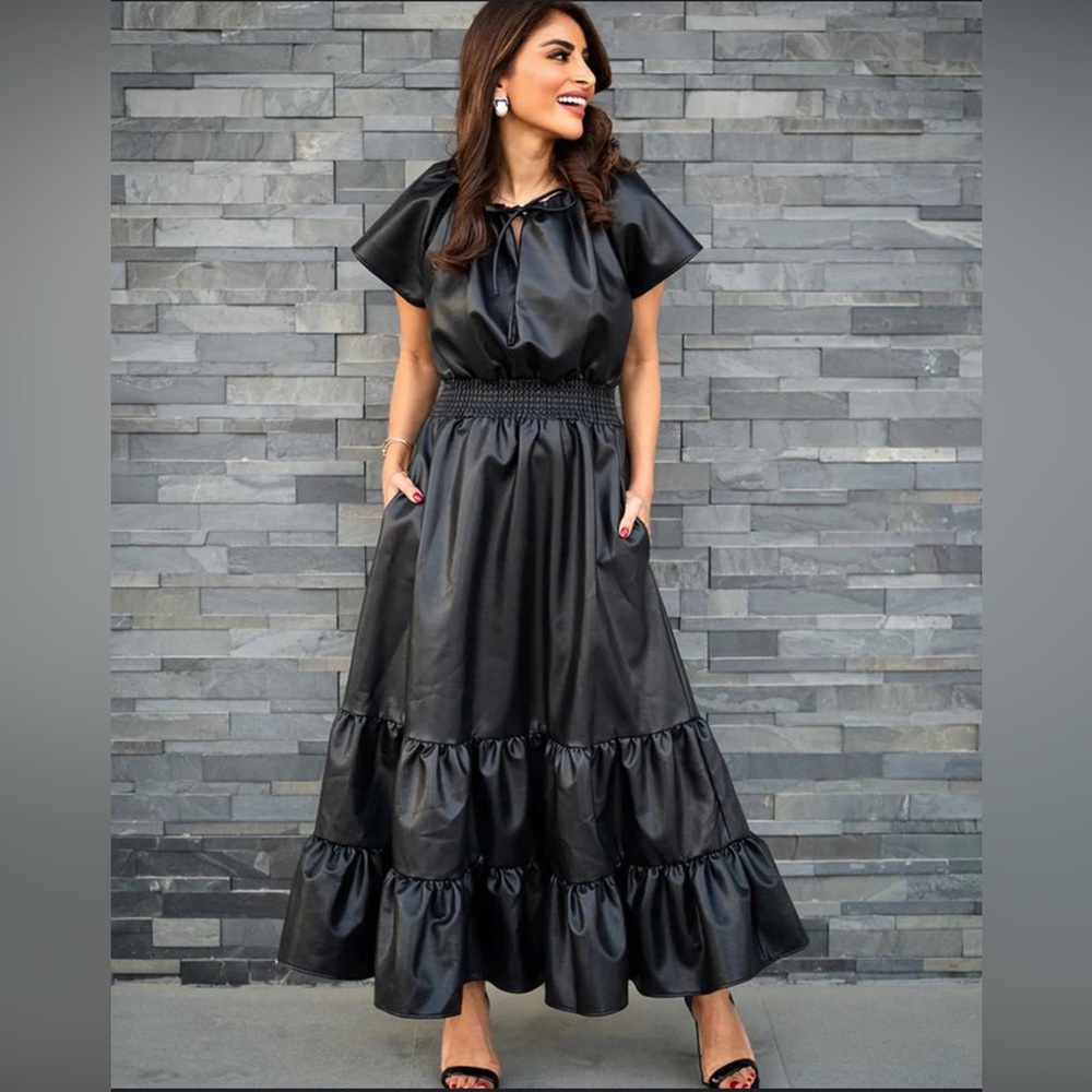 MISA LOS ANGELES Crew Neck Long Dress